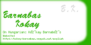 barnabas kokay business card